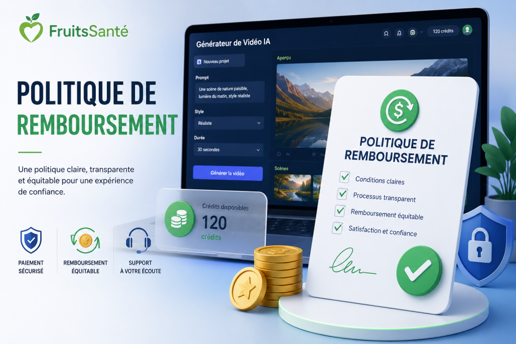 Politique de remboursement du Générateur de Vidéo IA FruitsSanté