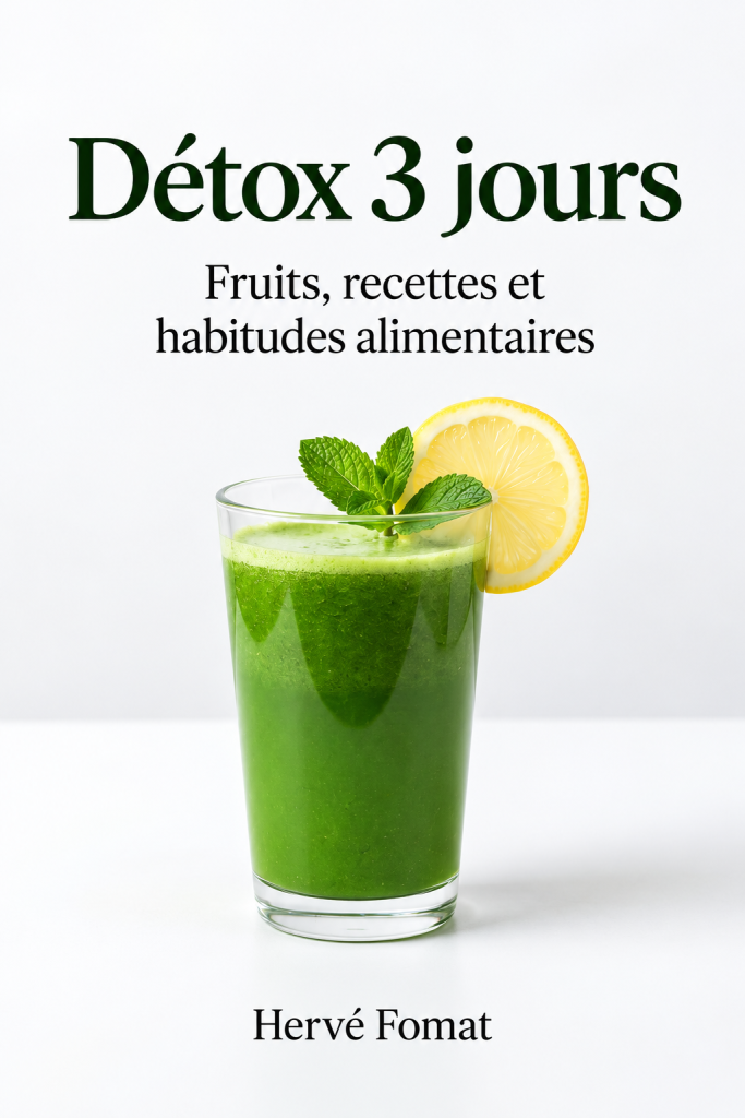Détox 3 jours, d’Hervé Fomat : un guide PDF illustré réunissant quinze recettes de jus et de smoothies et des repères sur l’alimentation, l’hydratation et les habitudes de vie